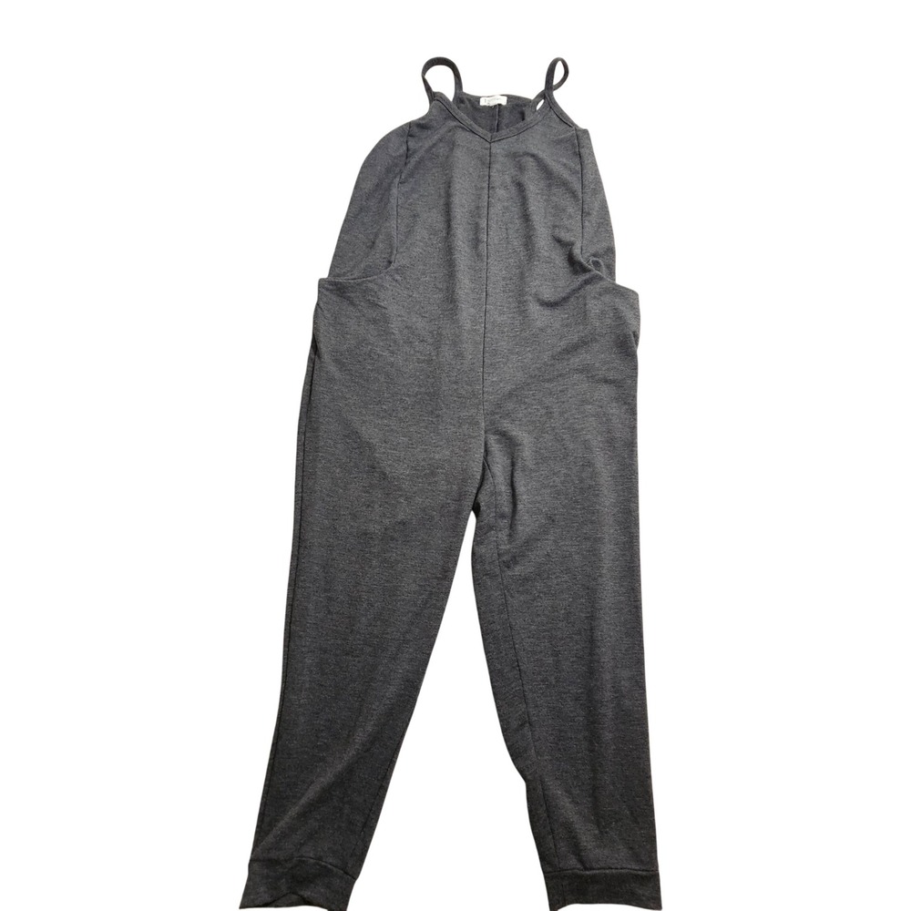 T|S By Thrive Jumpsuit Women S Charcoal Gray Heathered V-Neck Jogger Pocket